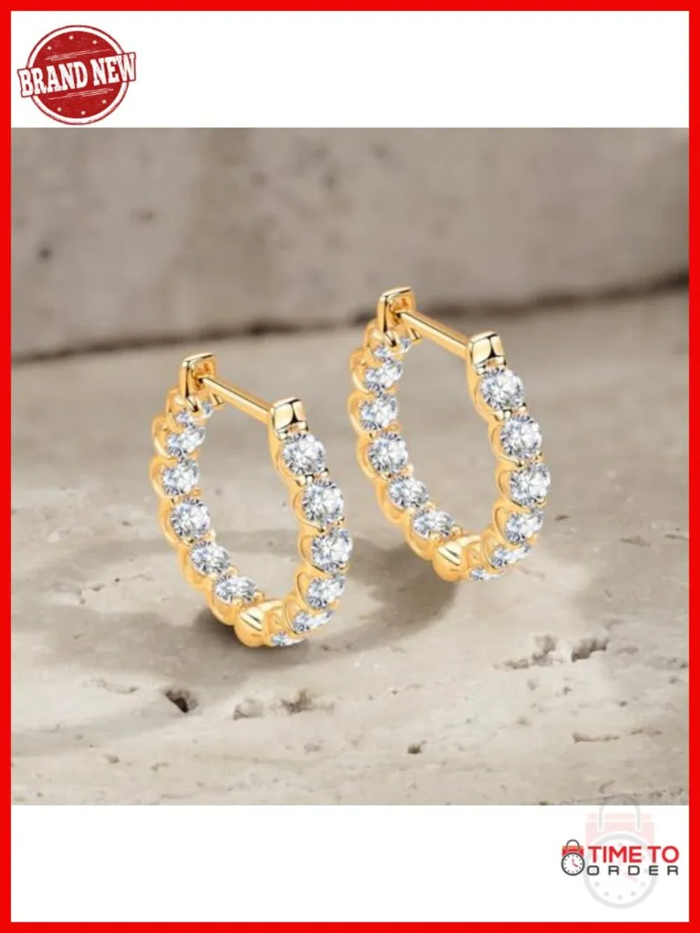 Sterling Silver Hoop Earrings with Cubic Zirconia, Hypoallergenic, Tarnish